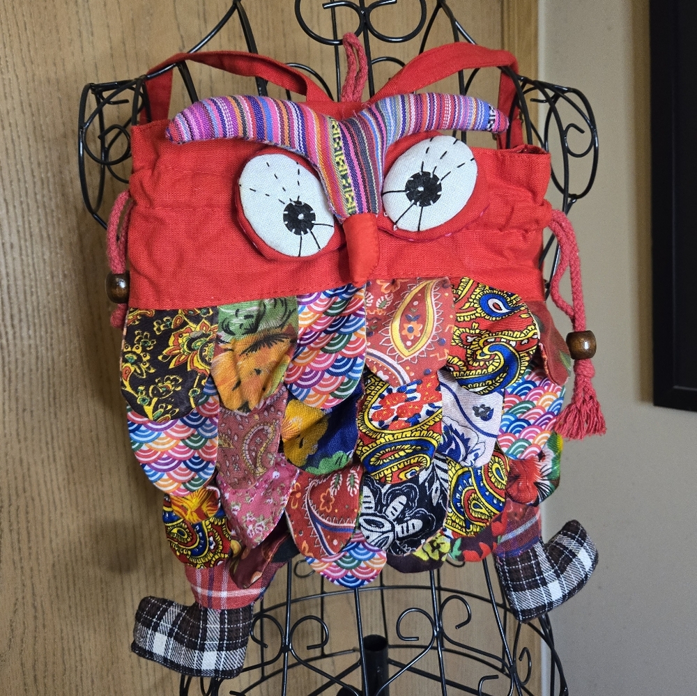 Childrens Owl Backpack Patchwork